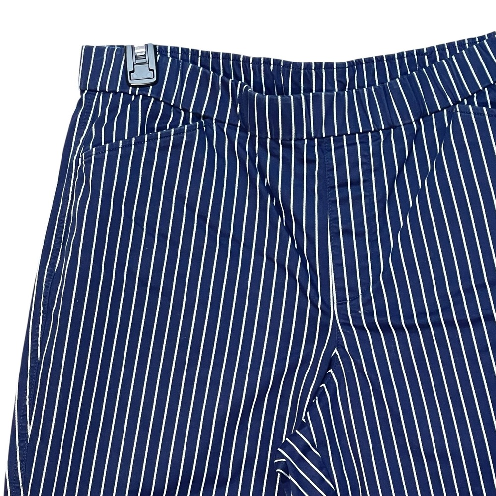 Lands' End‎ Ankle Pants Women Size 14 Navy Mid Rise Pull-On Pinstripe Stretch - Picture 4 of 12